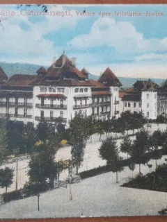 Carte postala, Baile Calimanesti, vedere spre hotelurile Jantea, perioada interbelica