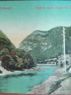 Carte postala, Baile Calimanesti, vedere spre Masa lui Trajan, perioada interbelica