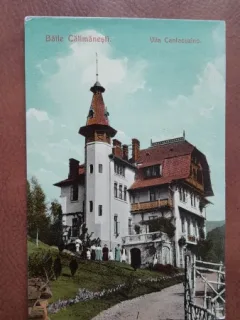 Carte postala, Baile Calimanesti, vila Cantacuzino, perioada interbelica