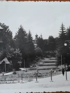 Carte postala, Baile Govora, intrare in parc, 1943