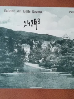 Carte postala, Baile Govora, Parcul, perioada interbelica