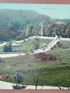 Carte postala, Baile Govora, vedere din parc, 1914