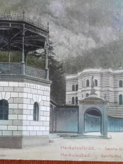 Carte postala, Baile Herculane, baia Sarolta, 1915