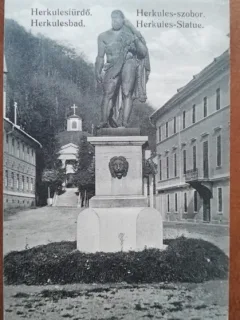 Carte postala, Baile Herculane, statuia lui Hercules, perioada interbelica