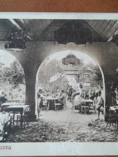 Carte postala, Baile Lipova Terasa Restaurantului, 1929