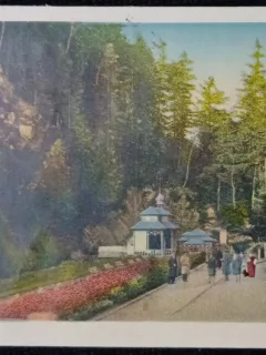 Carte Postala, Baile Slanic Moldova, Bufetul si Pavilionul Izvoarelor, 1938