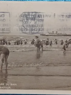 Carte postala, Belgia, Ostende, la plaja, 1932