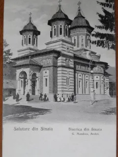 Carte postala, Biserica din Sinaia, inceput de secol XX