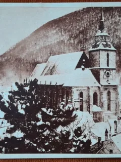 Carte postala, Biserica Neagra, iarna, perioada interbelica