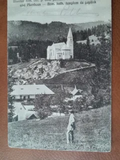 Carte postala, Borsec Biserica rom.cat si Casa Parohiala, perioada interbelica