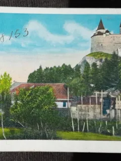 Carte postala, Bran castelul Regal, perioada interbelica