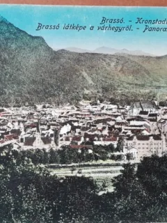 Carte postala, Brasov, panorama, perioada interbelica