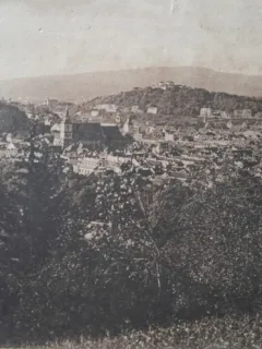 Carte postala, Brasov, panorama, perioada interbelica