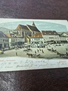Carte postala, Brasov piata de marfuri, 1908
