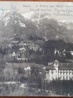 Carte postala, Bucegi , vedere spre muntii Bucegi si hotel Caraiman, 1919