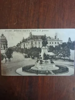 Carte Postala - Bucuresti. Bulevardul Carol I si Statuia I. C. Bratianu