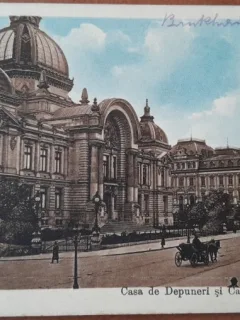 Carte postala, Bucuresti, Casa de Depuneri si Calea Victoriei, 1927