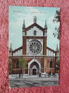 Carte postala, Bucuresti Catedrala Sf. Iosif, perioadsa interbelica