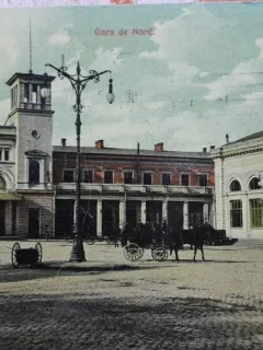 Carte postala, Bucuresti Gara de Nord, 1910