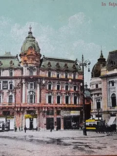 Carte postala, Bucuresti in fata Palatului Regal, perioada interbelica