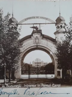 Carte postala, Bucuresti, intrarea in parcul Carol, 1929