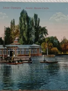 Carte postala, Bucuresti Lacul Cismigiu si Insula Monte Carlo, 1922