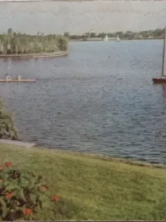 Carte postala Bucuresti Lacul Hersatrau, perioada interbelica