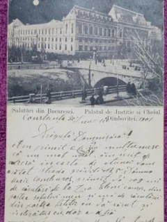 Carte Postala, Bucuresti, Palatul de Justitie si Cheiul Dambovitei, 1901