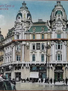 Carte postala, Bucuresti Piata Regele Carol si Academia Comerciala, 1923
