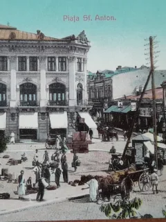 Carte postala, Bucuresti Piata Sf.Anton, inceput de secol XX