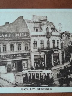 Carte postala, Bucuresti Piata Sf.Gheorghe, perioada interbelica