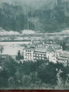 Carte postala, Calimanesti Valcea, vedere cu hotelurile, 1927