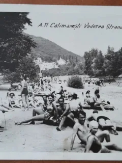 Carte postala, Calimanesti, vederea strandului, 1943