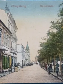 Carte postala, Campulung, Bulevardul, perioada interbelica