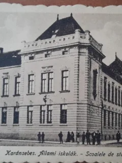 Carte postala, Caransebes, Scoala de Stat, perioada interbelica