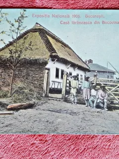 Carte postala, Casa taraneasca din Bucovina la Expozitia Nationala 1906, Bucuresti