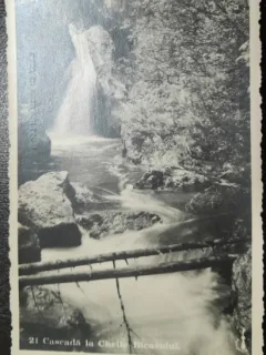 Carte postala, Cascada la Cheile Bicazului, regiunea Lacului Rosu, 1937