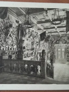 Carte postala, Castelul Peles, Sala de Arme, perioada interbelica
