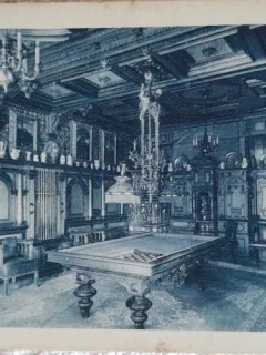 Carte postala, Castelul Peles, sala de biliard, perioada interbelica