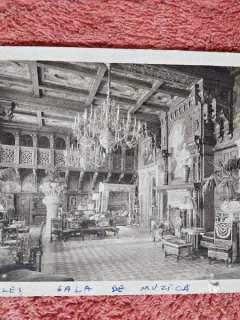 Carte postala, Castelul Peles, Sala de Muzica, perioada interbelica