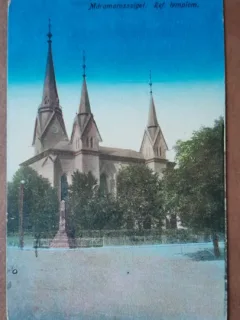 Carte postala, circulata, Biserica Reformata din Sighetul Marmatiei, 1924