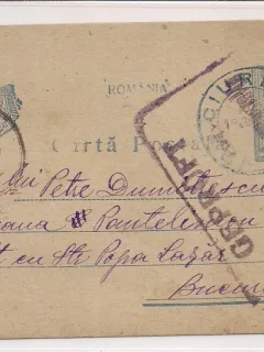 Carte postala circulata cenzurata in anul 1918