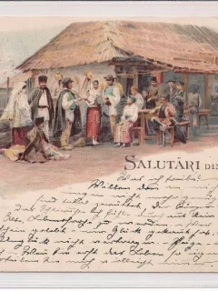 Carte postala circulata in anul 1900 - Salutari din Romania