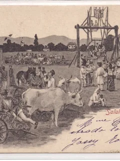 Carte postala circulata in anul 1900 Salutari din Romania