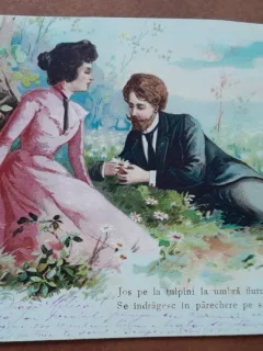 Carte postala circulata, intalnire romantica, 1905