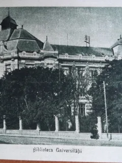 Carte postala, Cluj, Biblioteca Universitatii, 1924