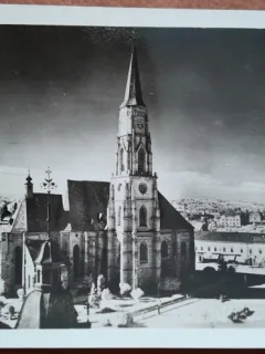 Carte postala, Cluj, Biserica Sf. Mihai, perioada interbelica