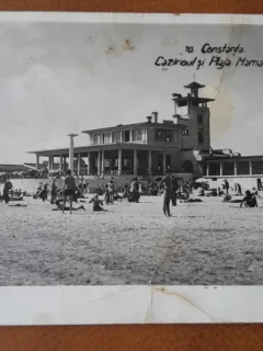 Carte postala, Constanta Cazinoul si Plaja Mamaia, 1936