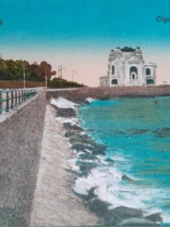 Carte postala, Constanta, Digul si marea agitata, perioada interbelica