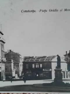 Carte postala, Constanta, Piata Ovidiu si Moscheia, 1934
